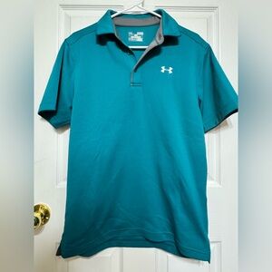 Under Armour Sz S Mens Teal UA Tech Loose Fit Golf Polo Shirt 1290140 158